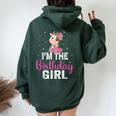I'm The Birthday Girl Cow 1St Cow Birthday Girl Women Oversized Hoodie Back Print Forest