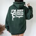 I'm Just Here For My Flippin Daughter Gymnastics Dad Mom Women Oversized Hoodie Back Print Forest