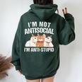 I'm Not Antisocial I'm Anti Stupid Sarcastic Introvert Women Oversized Hoodie Back Print Forest