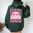 It's My Birthday Ns Girls Kid Birthday Party Flower Women Oversized Hoodie Back Print Forest