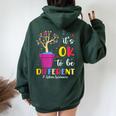 It's Ok To Be Different Plant Pot Autism Awareness Women Oversized Hoodie Back Print Forest