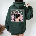 Japanese Anime Girl Manga Otaku Cherry Blossom Women Oversized Hoodie Back Print Forest