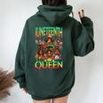 Junenth Black Queen Afro African American Women Oversized Hoodie Back Print Forest