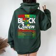 Junenth Black Queen Nutritional Facts Freedom Day Women Oversized Hoodie Back Print Forest