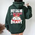Just Call A Christmas Beast With Cute Little Owl Women Oversized Hoodie Back Print Forest