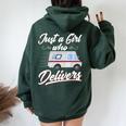 Just A Girl Who Delivers Postwoman Mail Truck Driver Women Oversized Hoodie Back Print Forest