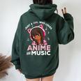 Just A Girl Who Loves Anime And Music Black Girl Anime Merch Women Oversized Hoodie Back Print Forest