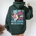 Just A Girl Who Loves Anime Ramen And Sketching Japan Anime Women Oversized Hoodie Back Print Forest