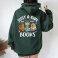 Just A Girl Who Loves Books Girls Books Lovers Women Oversized Hoodie Back Print Forest