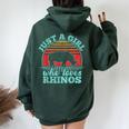 Just A Girl Who Loves Rhinos Retro Vintage Style Women Women Oversized Hoodie Back Print Forest