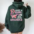 Just A Girl Who Loves Skunks Vintage Retro Skunk Women Oversized Hoodie Back Print Forest