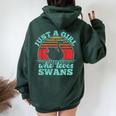 Just A Girl Who Loves Swans Retro Vintage Style Women Women Oversized Hoodie Back Print Forest