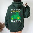 Just A Girl Who Loves Tractors Farm Lifestyle Lover Girls Women Oversized Hoodie Back Print Forest