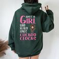 Just A Girl Who Really Loves Cuckoo Clocks Women Oversized Hoodie Back Print Forest