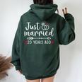 Just Married Couples Husband Wife 20Th Anniversary Women Oversized Hoodie Back Print Forest