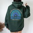 Be Kind Autism Awareness Month 2024 Rainbow Choose Kindness Women Oversized Hoodie Back Print Forest