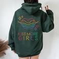 Kiss More Girls Lgbt Cute Lesbian Vintage Lips Pride Month Women Oversized Hoodie Back Print Forest