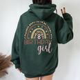 Leopard Rainbow 8Th Birthday Girl Birthday Party Family Women Oversized Hoodie Back Print Forest