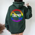 Lgbtq No Trump Anti Trump Rainbow Flag Gay Pride Women Oversized Hoodie Back Print Forest