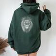 Lion Face Cool Zoo Animal Head Africa Wildlife Women Women Oversized Hoodie Back Print Forest