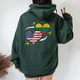 Lithuanian American Flag Heart Lithuanian Vintage Women Oversized Hoodie Back Print Forest