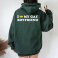 I Love My Gay Boyfriend Gay Pride Rainbow Women Oversized Hoodie Back Print Forest