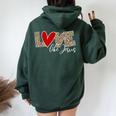 Love Like Jesus Leopard Red Heart Christian Valentines Day Women Oversized Hoodie Back Print Forest