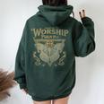 Made To Worship Psalm 95 1 Christian Worship Bible Verse Women Oversized Hoodie Back Print Forest