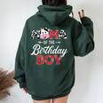 Mama Of The Birthday Boy Farm Cow Mommy Mama 1St Women Oversized Hoodie Back Print Forest