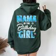 Mama Of The Birthday Girl Family Snowflakes Winter Party Women Oversized Hoodie Back Print Forest