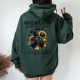 May Is Melanoma Awareness Month Sunflower Black Ribbon Women Oversized Hoodie Back Print Forest