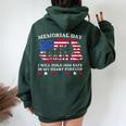 Memorial Day Usa Flag In My Heart Forever Remembrance Dad Women Oversized Hoodie Back Print Forest
