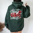 Merry Christ Mas Christian Jesus Christmas Pjs Xmas Pajamas Women Oversized Hoodie Back Print Forest