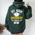 My Mom Mastered It Class Of 2024 Masters Graduation Presents Women Oversized Hoodie Back Print Forest