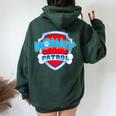 Mom Mommy Of The Birthday Boy Girl Dog Paw Family Matching Women Oversized Hoodie Back Print Forest