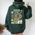 Mom Of The Wild One 1St Birthday Safari Family Matching Women Oversized Hoodie Back Print Forest