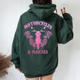 Motorcycles & Mascara Biker Girl Pink Vintage Women Oversized Hoodie Back Print Forest
