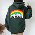 New Orleans Pride Lgbtq Rainbow Skyline Women Oversized Hoodie Back Print Forest