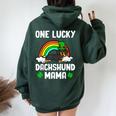 One Lucky Dachshund Mama Dog St Patrick's Day Women Oversized Hoodie Back Print Forest
