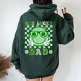 One Lucky Dad Groovy Smile Face St Patrick's Day Irish Dad Women Oversized Hoodie Back Print Forest