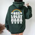 One Lucky Mama St Patrick's Day Lucky Mom Mother Women Oversized Hoodie Back Print Forest