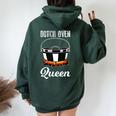 Outdoor Campfire Cooking Dutch Oven Queen Women Oversized Hoodie Back Print Forest