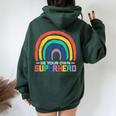 Be Your Own Superhero Colorful Rainbow Decor Motivational Women Oversized Hoodie Back Print Forest