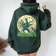 Patrick's Leprechaun Riding Wolf Vintage Loves Wolves Women Oversized Hoodie Back Print Forest