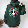 Peace Love Groovy Peace Sign Women Oversized Hoodie Back Print Forest