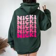Personalized Name Nicki I Love Nicki Pink Vintage Women Oversized Hoodie Back Print Forest