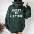 Philly Vs All Youse Slang For Philadelphia Fan Women Oversized Hoodie Back Print Forest