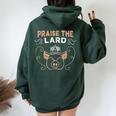 Pig T Praise The Lard Sarcastic Women Oversized Hoodie Back Print Forest