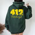 Pittsburgh 412 City Skyline Yellow Pittsburgh Women Oversized Hoodie Back Print Forest