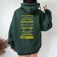 Pittsburgh Bridges Black And Yellow Silhouettes Women Oversized Hoodie Back Print Forest